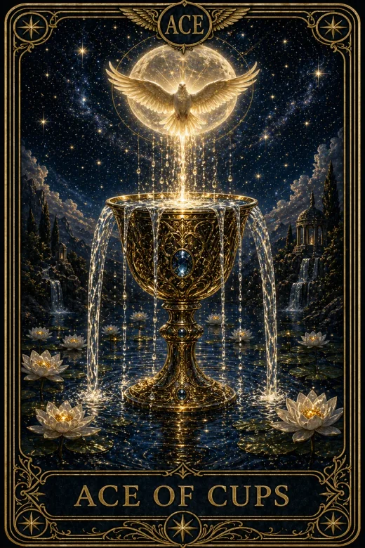 Ace of Cups kártya előnézete a Classic Tarot pakliból
